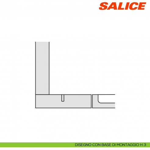 Cerniera Salice C2ABN99AC Serie 200 controcollo - disegno con base di montaggio H 3