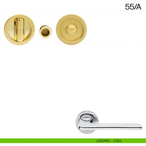 Maniglia incasso tonda con nottolino e trascinatore Manital art.55/A cromato