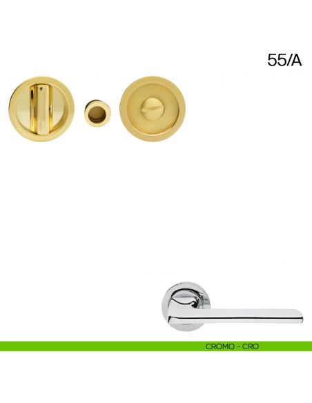 Maniglia incasso tonda con nottolino e trascinatore Manital art.55/A cromato