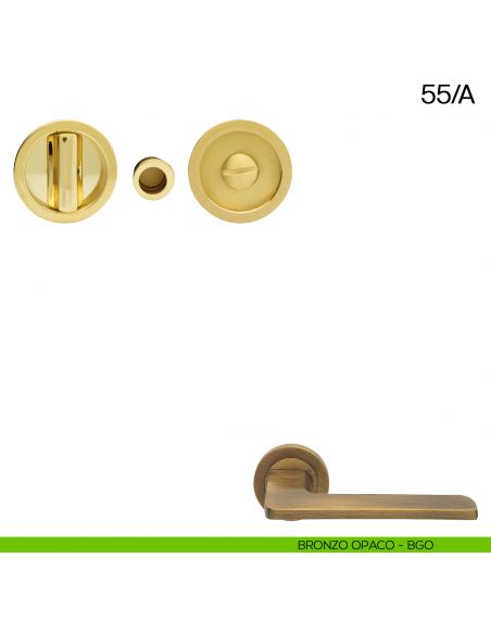 Maniglia incasso tonda con nottolino e trascinatore Manital art.55/A bronzato