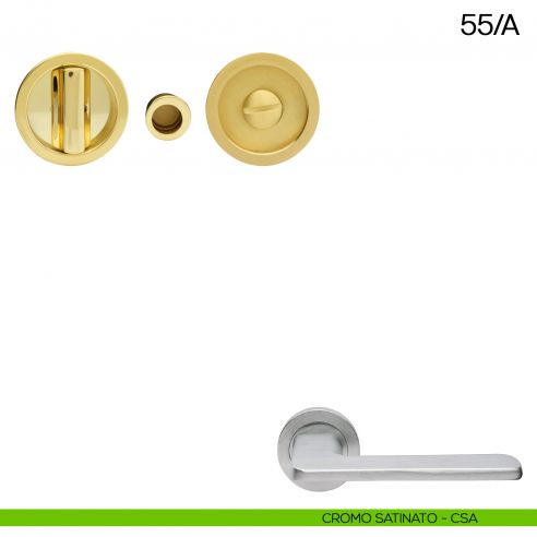 Maniglia incasso tonda con nottolino e trascinatore Manital art.55/A cromato satinato