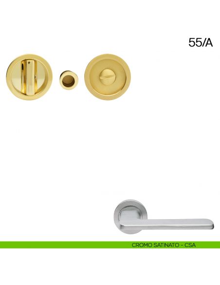 Maniglia incasso tonda con nottolino e trascinatore Manital art.55/A cromato satinato