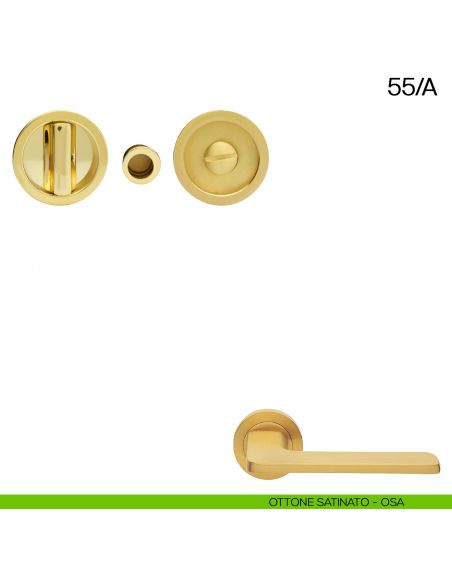 Maniglia incasso tonda con nottolino e trascinatore Manital art.55/A ottone satinato