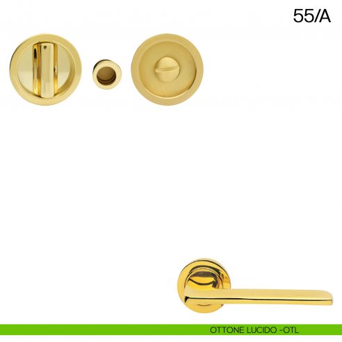 Maniglia incasso tonda con nottolino e trascinatore Manital art.55/A ottone lucido