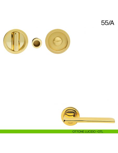 Maniglia incasso tonda con nottolino e trascinatore Manital art.55/A ottone lucido