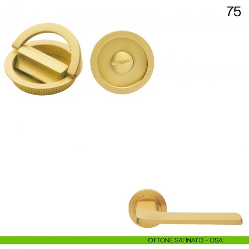 Maniglia incasso tonda con nottolino ad anello Manital art.75 ottone satinato