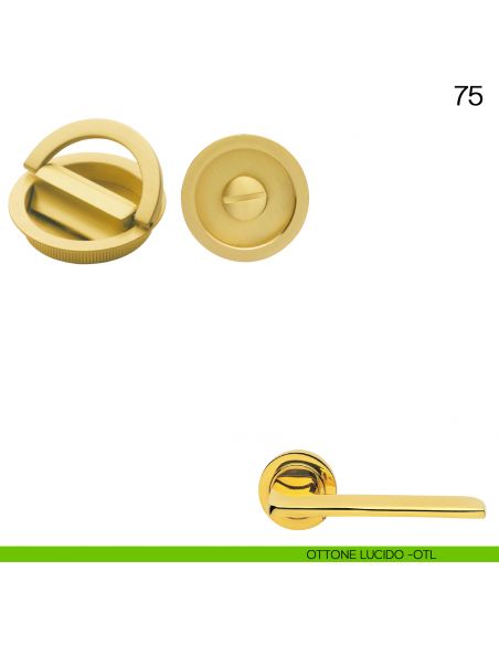 Maniglia incasso tonda con nottolino ad anello Manital art.75 ottone lucido