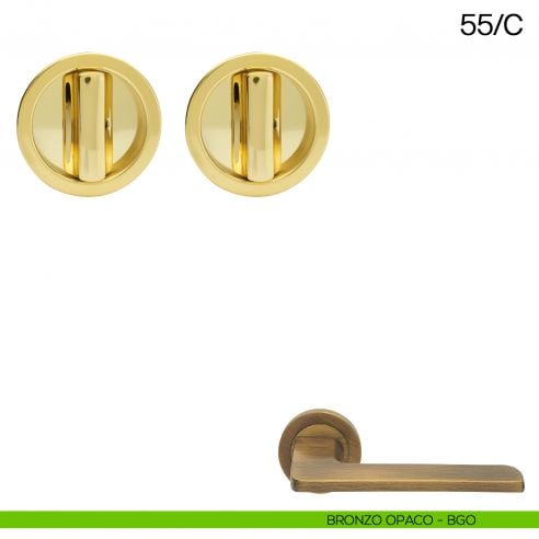 Maniglia incasso tonda con nottolino da ambo i lati Manital art.55/C bronzato