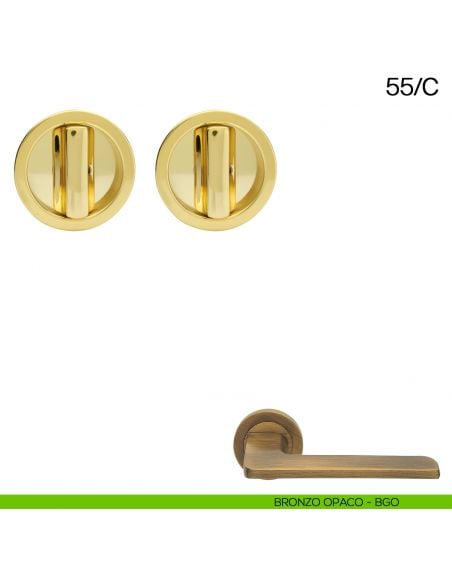 Maniglia incasso tonda con nottolino da ambo i lati Manital art.55/C bronzato