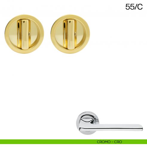 Maniglia incasso tonda con nottolino da ambo i lati Manital art.55/C cromato