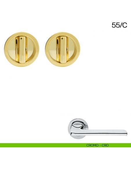 Maniglia incasso tonda con nottolino da ambo i lati Manital art.55/C cromato