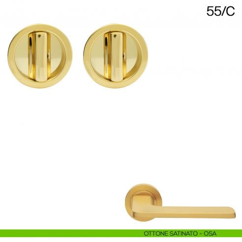 Maniglia incasso tonda con nottolino da ambo i lati Manital art.55/C ottone satinato