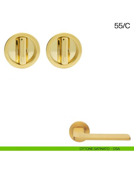 Maniglia incasso tonda con nottolino da ambo i lati Manital art.55/C ottone satinato