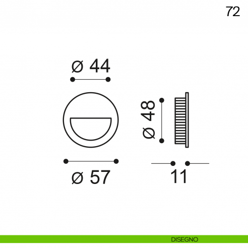 Maniglia incasso tonda con presa da ambo i lati Manital art.72 disegno