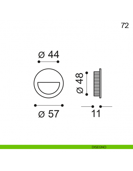 Maniglia incasso tonda con presa da ambo i lati Manital art.72 disegno
