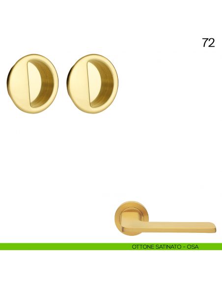 Maniglia incasso tonda con presa da ambo i lati Manital art.72 ottone satinato