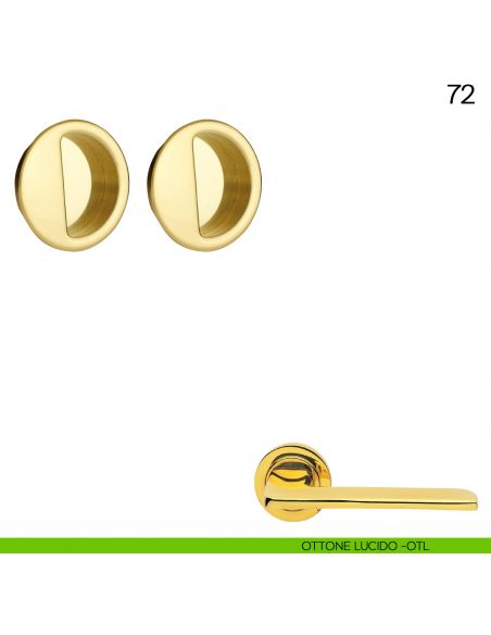Maniglia incasso tonda con presa da ambo i lati Manital art.72 ottone lucido