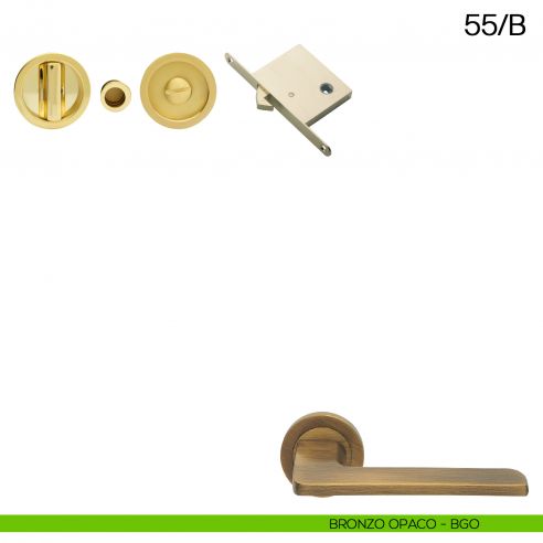 Maniglia incasso tonda con nottolino, trascinatore e serratura Manital art.55/B bronzato