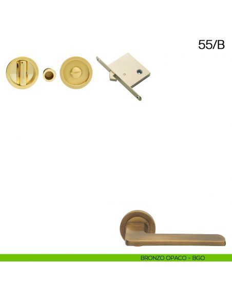 Maniglia incasso tonda con nottolino, trascinatore e serratura Manital art.55/B bronzato