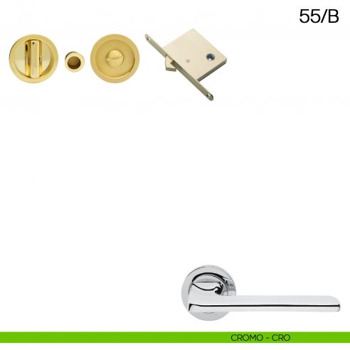 Maniglia incasso tonda con nottolino, trascinatore e serratura Manital art.55/B cromato