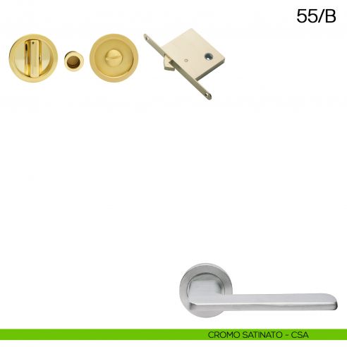 Maniglia incasso tonda con nottolino, trascinatore e serratura Manital art.55/B cromato satinato