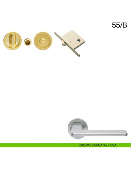 Maniglia incasso tonda con nottolino, trascinatore e serratura Manital art.55/B cromato satinato