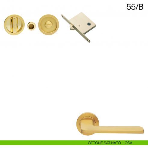 Maniglia incasso tonda con nottolino, trascinatore e serratura Manital art.55/B ottone satinato