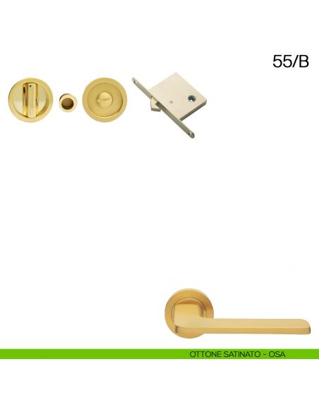 Maniglia incasso tonda con nottolino, trascinatore e serratura Manital art.55/B ottone satinato