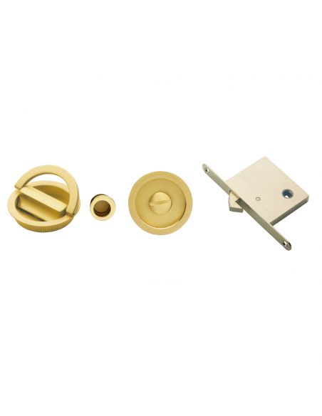 Maniglia incasso tonda con nottolino con anello, trascinatore e serratura Manital art.75/B