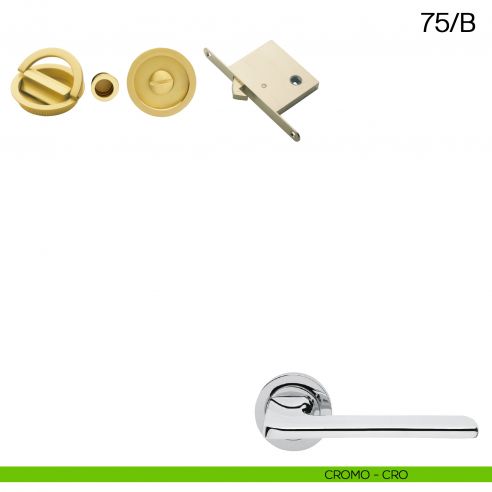 Maniglia incasso tonda con nottolino con anello, trascinatore e serratura Manital art.75/B cromato