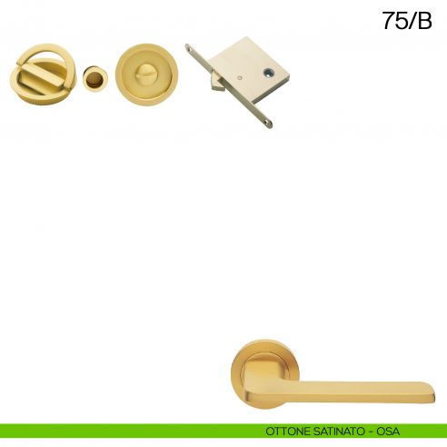 Maniglia incasso tonda con nottolino con anello, trascinatore e serratura Manital art.75/B ottone satinato