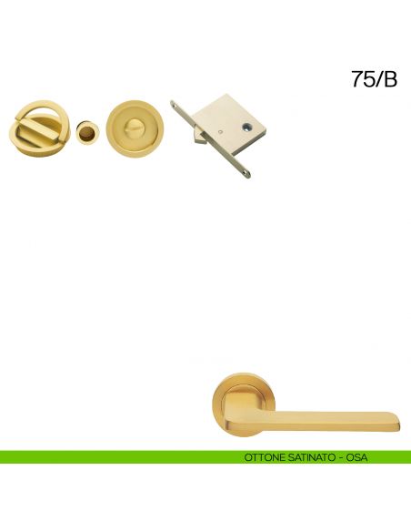 Maniglia incasso tonda con nottolino con anello, trascinatore e serratura Manital art.75/B ottone satinato