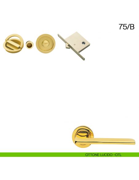 Maniglia incasso tonda con nottolino con anello, trascinatore e serratura Manital art.75/B ottone lucido