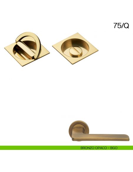 Maniglia incasso quadrata con nottolino ad anello Manital art.75/Q bronzato
