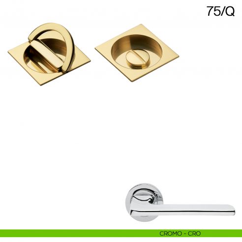 Maniglia incasso quadrata con nottolino ad anello Manital art.75/Q cromato