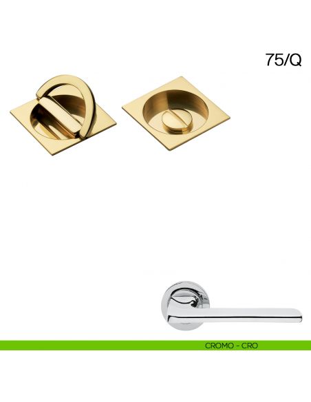 Maniglia incasso quadrata con nottolino ad anello Manital art.75/Q cromato