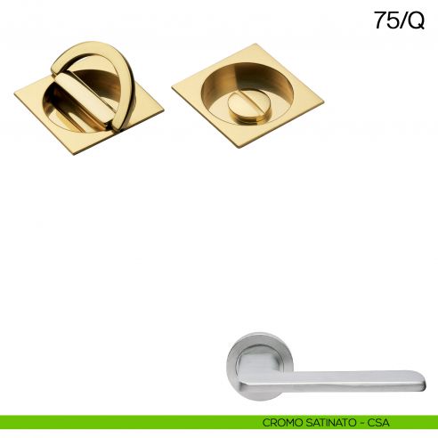 Maniglia incasso quadrata con nottolino ad anello Manital art.75/Q cromato satinato