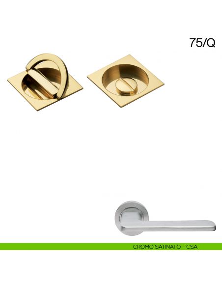 Maniglia incasso quadrata con nottolino ad anello Manital art.75/Q cromato satinato