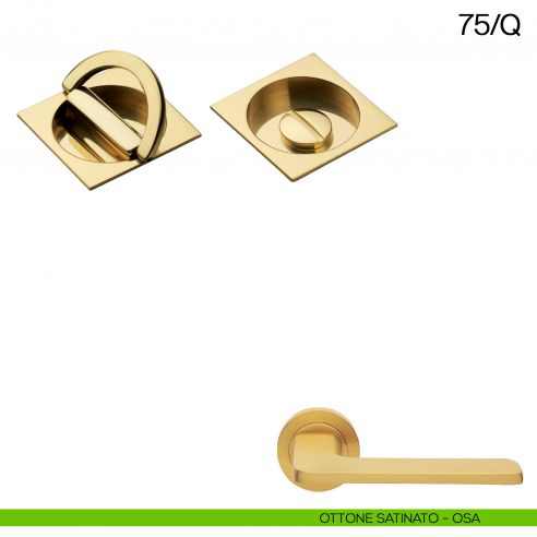 Maniglia incasso quadrata con nottolino ad anello Manital art.75/Q ottone satinato