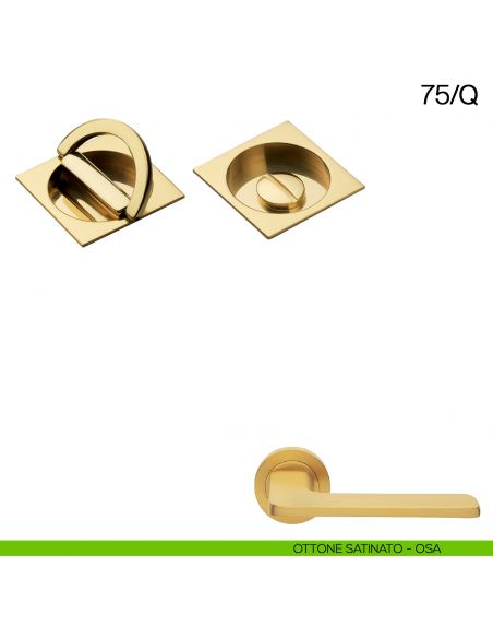 Maniglia incasso quadrata con nottolino ad anello Manital art.75/Q ottone satinato