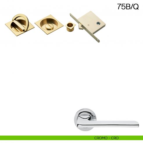 Maniglia incasso quadrata con nottolino con anello, trascinatore e serratura Manital art.75B/Q cromato