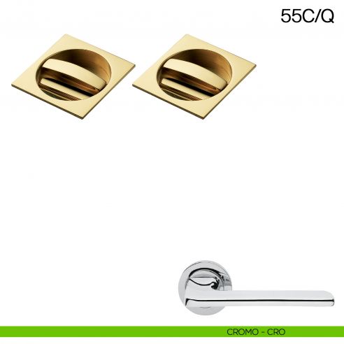 Maniglia incasso quadrata con nottolino da ambo i lati Manital art.55C/Q cromato