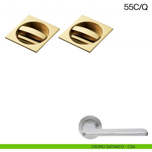 Maniglia incasso quadrata con nottolino da ambo i lati Manital art.55C/Q cromato satinato