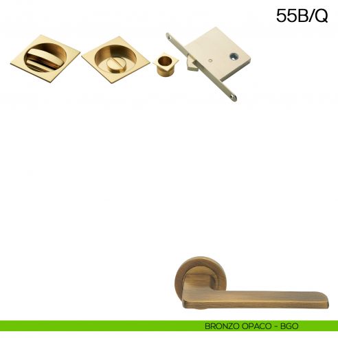Maniglia incasso quadrata con nottolino, trascinatore e serratura Manital art.55B/Q bronzato
