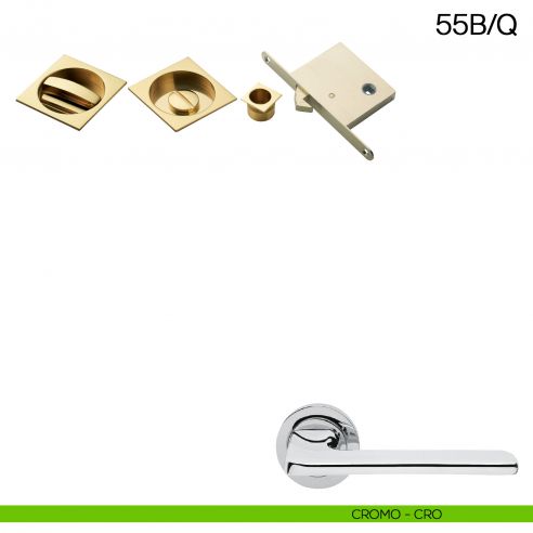 Maniglia incasso quadrata con nottolino, trascinatore e serratura Manital art.55B/Q cromato