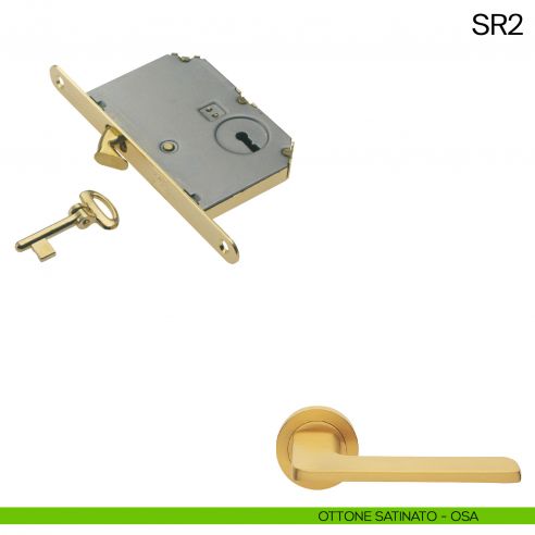 Serratura a gancio con chiave pieghevole Manital SR2 ottone satinato