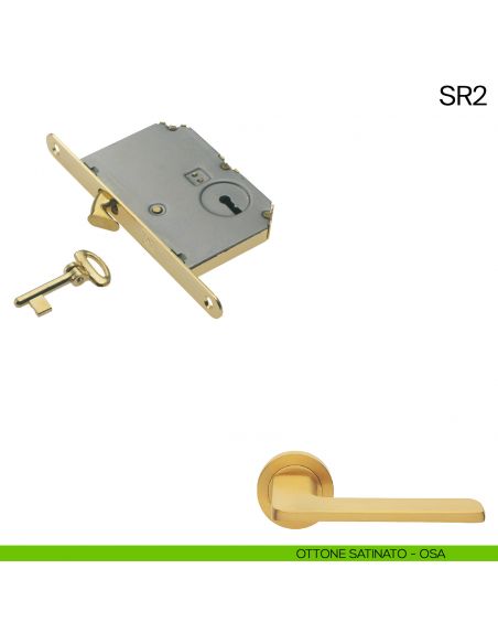 Serratura a gancio con chiave pieghevole Manital SR2 ottone satinato