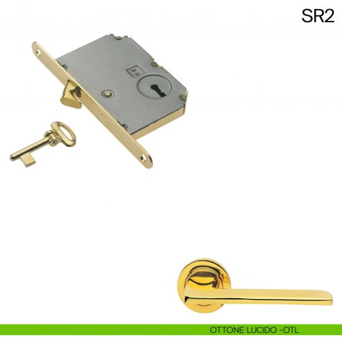 Serratura a gancio con chiave pieghevole Manital SR2 ottone lucido