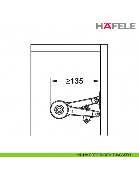Supporto per anta a ribalta Kessebohmer Huwil Hafele Duo standard distanza dal bordo 28 mm - minima profondità d'incasso