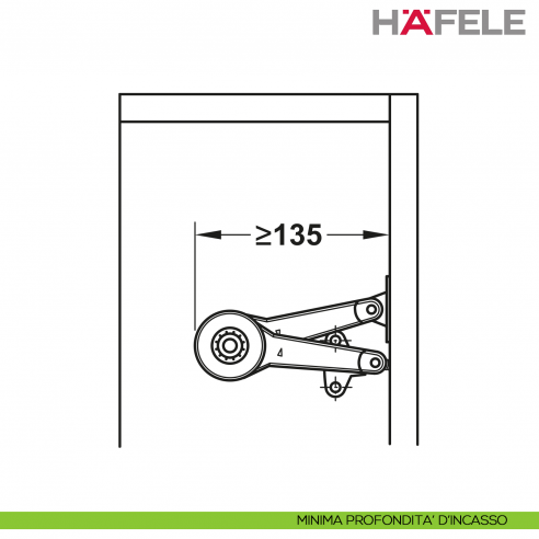 Supporto per anta a ribalta Kessebohmer Huwil Hafele Duo standard distanza dal bordo 37 mm - minima profondità d'incasso